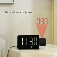 FM-Radio Wecker LED-Projektion Großer Digitaler Projektor Wand-Tisch-Snooze USB Nachtlicht Uhr Zeitprojektion Wecker