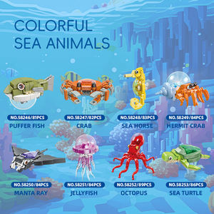 58246-58253 Ensemble de blocs de construction éducatifs pour enfants, modèle MOC DIY en briques, animaux marins (crabe ermite, méduse), jouet en plastique - Product Image 3