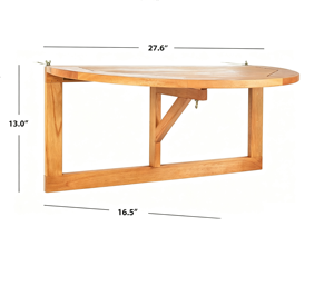 Collection extérieure Owens, <span class=keywords><strong>table</strong></span> suspendue en bois naturel pliable pour balcon, <span class=keywords><strong>table</strong></span> <span class=keywords><strong>demi</strong></span>-<span class=keywords><strong>ronde</strong></span> pour balcon, terrasse, véranda - Product Image 2