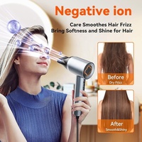 Sèche-cheveux à moteur sans balais haute vitesse, sèche-cheveux ionique négatif pour un séchage rapide, sèche-cheveux thermo-régulé avec diffuseur électrique