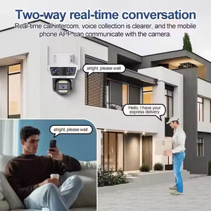 Caméra de surveillance CCTV sans fil solaire HD à trois objectifs Glomarket 3MP, vision nocturne CMOS, sirène intégrée, mise au point fixe - Product Image 3