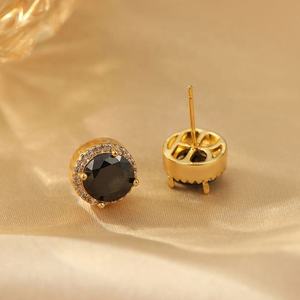 Pendientes de Botón Geométricos Elegantes y Modernos para Mujer, de Cobre, Plata S925, Circonita, Estilo Lujoso, Negro y Dorado, Versátiles - Product Image 6