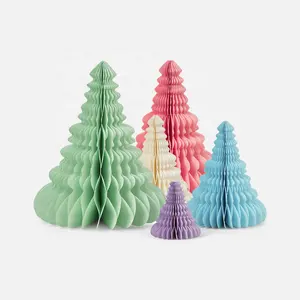 Eco-friendly 120gsm Paper Christmas Tree Honeycomb Ornaments With Magnet For Xmas Festival Home Decoration