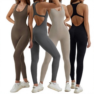 Combinaison de sport sans couture pour femme, dos ouvert, sans manches, pour yoga, épaissie, une pièce pour l'entraînement - Product Image 4