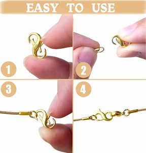 Cierres y extensores de doble apertura tipo langosta de acero inoxidable plateado y dorado para collares y pulseras, ideales para joyería DIY. - Product Image 2