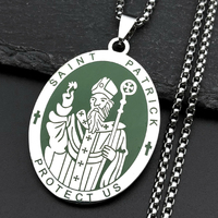 Collier Hip Hop en Acier Inoxydable Style Européen et Américain, Collier de Protection Saint Patrick Irlandais, Bijoux