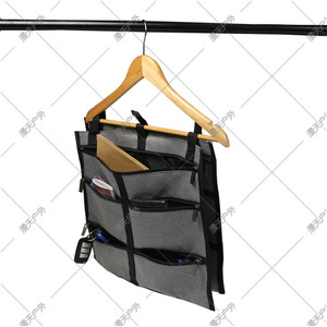 Clothing Organizer Multi Pocket Oxford Cloth Hanging <b>Storage</b> Bag For Home Wardrobe Key <b>Storage</b> Hook Type Gray - Product Image 1