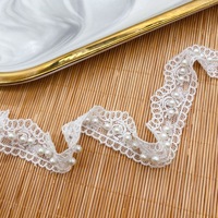 Filet décoratif pour rideaux, œillets, dentelle brodée, garniture multicolore, perles artisanales, dentelle fine en polyester, sacs, chaussures