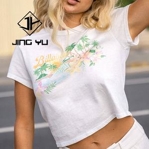 Custom <b>Summer</b> Cropped <b>T</b>-<b>Shirt</b> Girls Wholesale Screen Printed Cropped Tops <b>Ladies</b> 100% Cotton Beach <b>T</b>-<b>Shirt</b> - Product Image 2