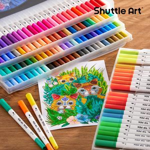 Bview Art Dual Tip Pinsels tifte mit Fin elinern 100-Farben-Kunststoffmarkierungen für Mal bücher für Erwachsene Filzspitzen zeichnung - Product Image 6
