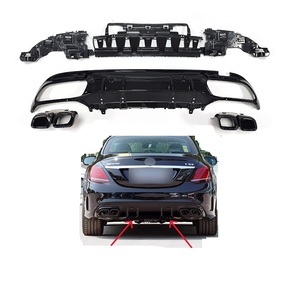 Diffuseur de pare-chocs arrière <span class=keywords><strong>prix</strong></span> usine W205 avec tuyau d'échappement pour <span class=keywords><strong>Mercedes</strong></span> classe C W205 <span class=keywords><strong>C63</strong></span> noir brillant Kit de carrosserie de diffuseur de Style AMG - Product Image 1