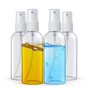 PET plastik şişe pompa sprey kapağı 2oz/60ml kullanımlık sıvı kapları şeffaf boş ince sis seyahat küçük sprey şişeleri