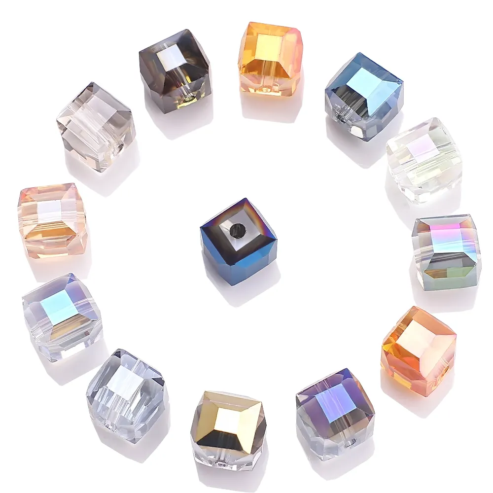 Zhubi 10mm Square Glass Beads Wholesale Transparent Crystal Cube Beads For Jewelry Making DIY Necklace Bracelet Charms
