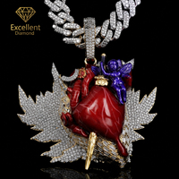 Nuevo Colgante de Corazón Alado de Plata 925 con Moissanita Color D, Micro Pavé, Joyería Urbana para Hombre, Estilo Moderno