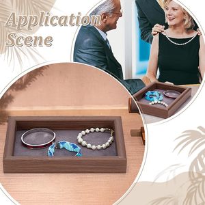 Sang trọng nhỏ óc chó hạt gỗ Vòng trang sức hiển thị khay thấp moq sẵn sàng để tàu với biểu tượng tùy chỉnh đồ trang sức container - Product Image 1