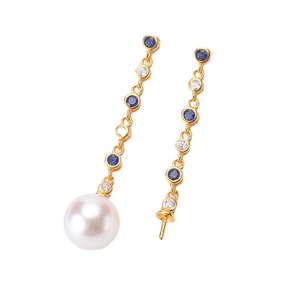 Accessoires en perles DIY 20659, plateau vide en argent S925 avec perles rondes de 8 à 10 mm, bijoux en argent simples, boucles d'oreilles pendantes - Product Image 3