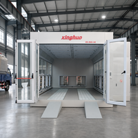 Cabines de peinture professionnelles abordables au gaz naturel 24 kW pour voitures 80 ° Cabine de peinture automobile avec double ventilateur d'admission et four de séchage