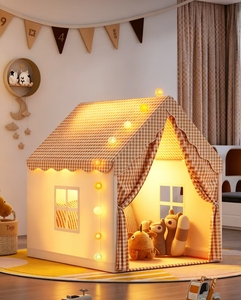 Tente de jeu pour enfants style cabane confortable avec motif à carreaux, en tissu polyester durable, pliable, pour chambre d'enfant et cadeau d'<span class=keywords><strong>anniversaire</strong></span> - Product Image 5