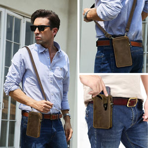 Nouvelle pochette de téléphone portable vintage simple en cuir convertible, bandoulière faite à la main avec passant de ceinture pour téléphone portable de 6,7 pouces - Product Image 6
