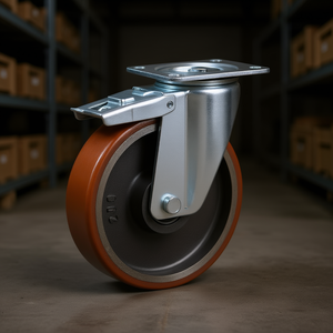 Roue avec noyau en fonte, support pivotant, frein en acier galvanisé, série lourde - Product Image 3