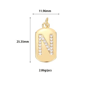 26 initiales <span class=keywords><strong>alphabet</strong></span> 18K plaqué or acier inoxydable diamant breloques pendentifs bracelet collier pour la fabrication religieuse approvisionnement en vrac - Product Image 5