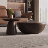 Table basse de style vintage, minimaliste et luxueuse, en bois massif, pour petits salons, table à thé ronde combinée pour la maison