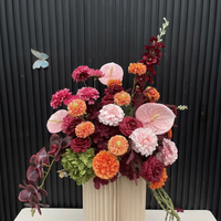 Arche de mariage florale de luxe bordeaux en gros, arche de fleurs en soie pour décoration de fête et événement