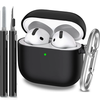 2024 pour AirPods 4 Housse de protection complète en silicone souple avec kit de nettoyage 3 en 1 Set TPU Material
