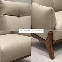 Fauteuil moderne en cuir microfibre durable avec structure en bois et pieds en bois de frêne, fauteuil pivotant pour salon ou hôtel