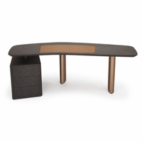 Bureau de direction moderne en bois massif et métal 19116 2400mm 08 avec rangement, bureau d'écriture en cuir or rose pour bureau à domicile, hôtel