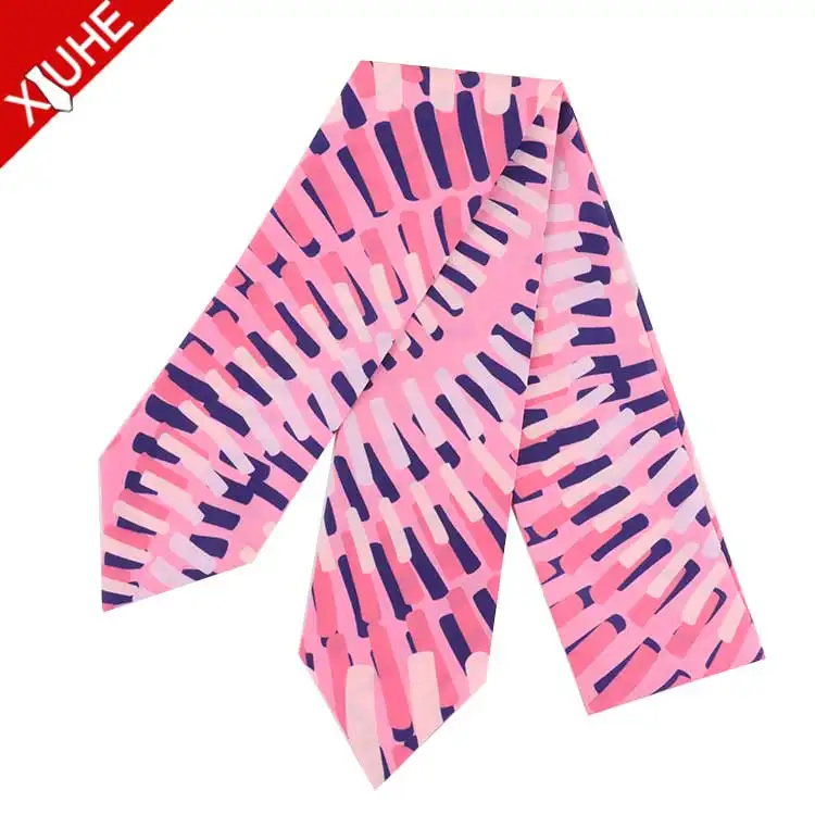 Custom Design Scarf Pink Color Pointed Scarf Printed Women Custom Polyester Scarf