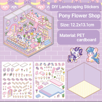 JHM mignon amusant Style chinois dessin animé 3D maison aménagement paysager scène autocollants Transparent PET Scrapbooking fournitures de découpe décalcomanie
