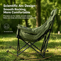 Fauteuil à bascule portable moderne rembourré avec appui-tête matelassé et porte-gobelet, idéal pour le camping en extérieur, la plage, le jardin, le parc et la terrasse