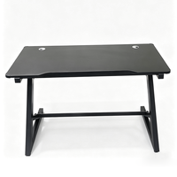 Bureau de jeu en forme de Z 120x60cm en MDF avec bande lumineuse RGB pour salle de jeu et bureau à domicile