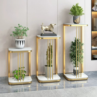 Luxuriöser Blumenständer, nordischer Granit-Aufbewahrungsständer für den Innenbereich, Balkon, Wohnzimmer, einfacher Blumentopfständer aus Eisen, mehrstöckig