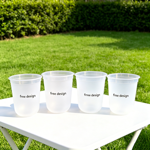 Gobelet à café jetable en plastique PET transparent de 350 ml avec couvercle, impression de logo personnalisé, 14 oz, pour mariage, anniversaire - Product Image 1