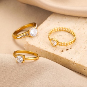 Best-selling Trendy Luxury 18K Gold Plated Gemstone <b>Rings</b> for Women Stainless Steel Anniversary Presents - Product Image 3