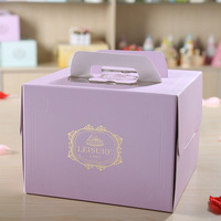 Boîte à gâteau d'anniversaire portable avec fenêtre, dorure et emballage de pâtisserie, boîte à gâteau en papier portable avec estampage à chaud