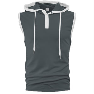 Débardeur de sport pour homme, personnalisable, été, séchage rapide, couleur unie, sans manches, à capuche - Product Image 3