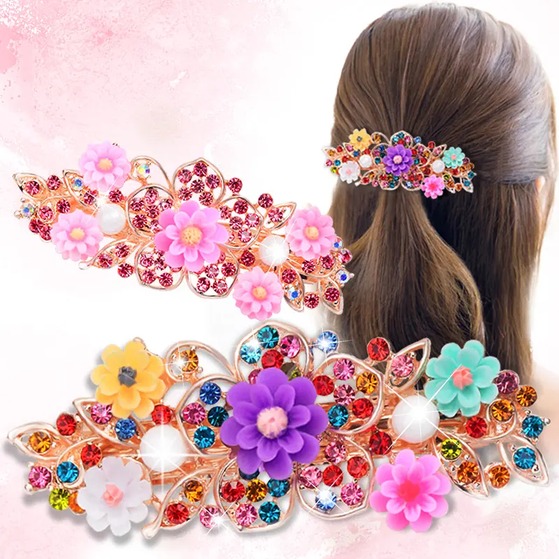 2022 Adult headdress elegant and versatile head flower new hairpin top clip spring clip hair claw clips Resin Hairgrips Ladies