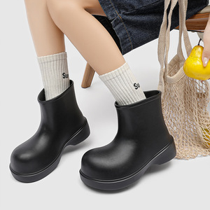 Botas de Lluvia para Mujer, Color Sólido, Suela Gruesa, Tacón Bajo, Impermeables, Antideslizantes, EVA, Altura Media de Pantorrilla - Product Image 3