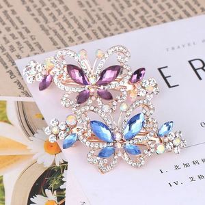 Mini-pince à cheveux incrustée de diamants, barrette en strass champagne pour femme, épingles à cheveux papillon colorées en cristal, pinces à cheveux à ressort - Product Image 1