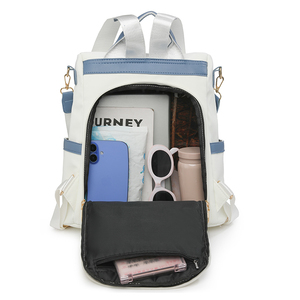 Nuovissimo Zaino di Tendenza Portatile Impermeabile Antifurto in PU di Lusso con Contrasto di Colore, Borsa a Doppia Spalla dal Design Unico per Donne - Product Image 5