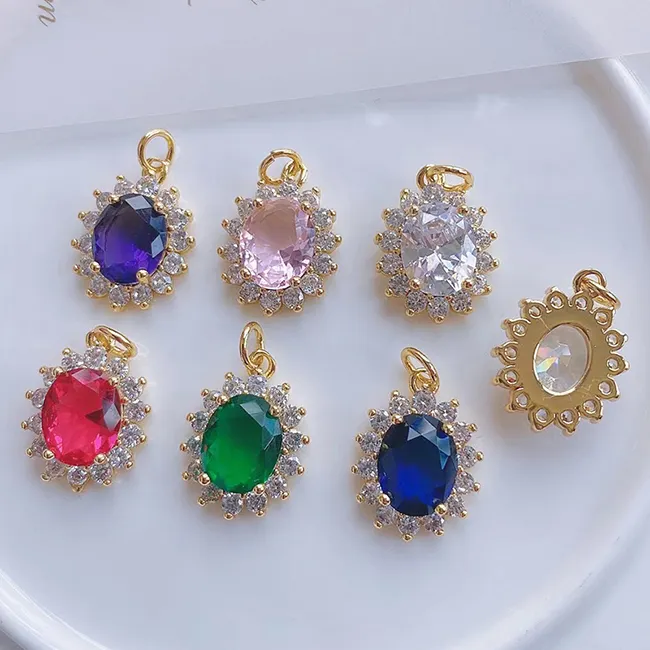 Pingentes barroco da moda colgante, pingentes com pedra de cristal grande cores zircônia para fabricação de jóias
