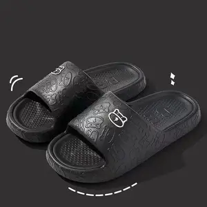 Benutzer definierte Logo Flat Fabric Tape Damen Slides Slipper Sandalen Indoor Frauen Männer Hausschuhe