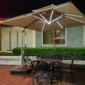 ร่มสนามโซลาร์เซลล์ LED ปรับเอียงได้ โครงอะลูมิเนียมกันสนิม แบบคานยื่น สำหรับร้านกาแฟ - Product Image 2