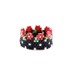 9 años de fábrica estilo hecho a mano, anillo de los hombres de las mujeres de la amistad de la muchacha de Flor de Oro étnicos esqueleto tejido con cuentas de MiyukiRing - Product Image 5