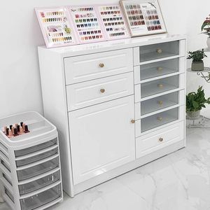 Mueble de Exhibición para Salón de Uñas, Estilo Nórdico Blanco, con Cajones para Almacenamiento de Esmalte y Pegamento - Product Image 5