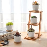 Ensemble de 12 pots à cactus en céramique T4u, ronds, décoratifs, blancs, pour plantes d'intérieur, avec soucoupes, pour les amateurs de plantes, décoration de bureau, étagère, fenêtre