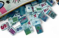 Fengcai – Nouvel ensemble de mahjong américain de luxe moderne en acrylique gravé, perle bleue porte-bonheur, écologique, durable et portable pour le divertissement